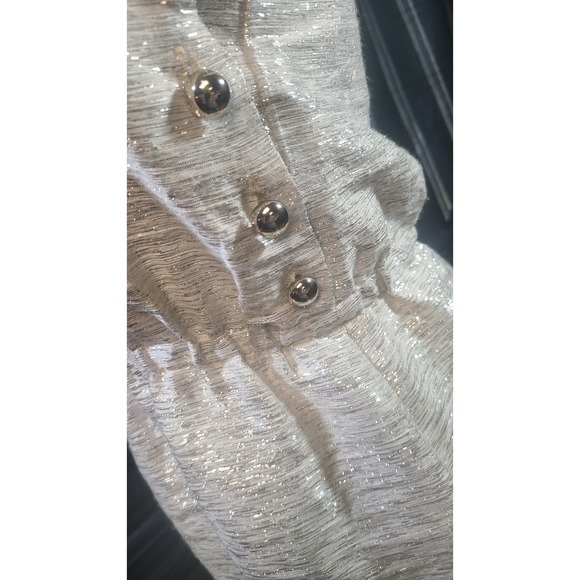 Y2K Hunter Dixon NYC Silver Silk/Linen Party Mini Dress XS - Picture 5 of 7